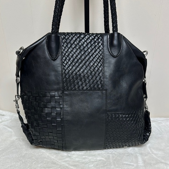 Patricia Nash Handbags - PATRICIA NASH SLOUCHY DISTRESSED  3 WAY WEAVE PALOMA HANDBAG  Black with Dustbag